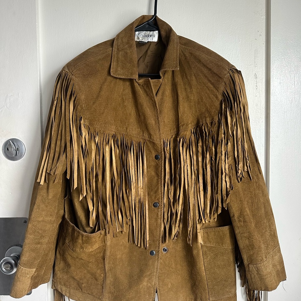 Cedars Western Leather Jacket with Fringe